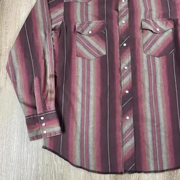 Frontier Pearl Snap Western Shirt Men's *XL* Button Up Shirt Horizontal Stripes - Picture 4 of 15